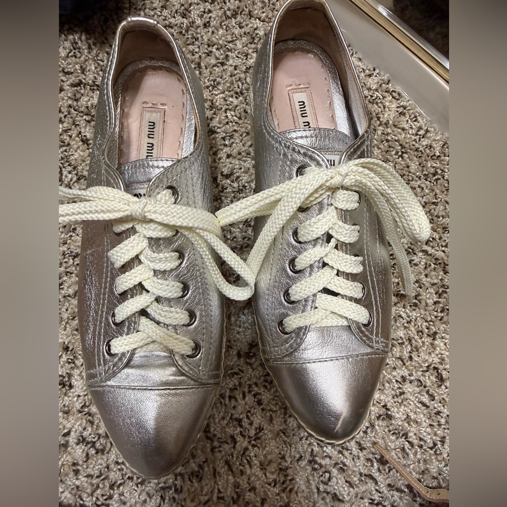 Miu miu Shoes Silver Sneakers platform espadrilles Spring & Summer